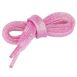 Allegra K Glitter Sparkling Flat Shoelace Shoe Laces for Sneakers Shiny Shoes Strings 200cm/78.74" Rose Red
