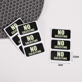 9pcs Luminous No Soliciting Sign, 1.18x0.59 Inch Weatherproof Luminous No Soliciting Stickers Small No Soliciting Signs for Home Offices (Black/Green)