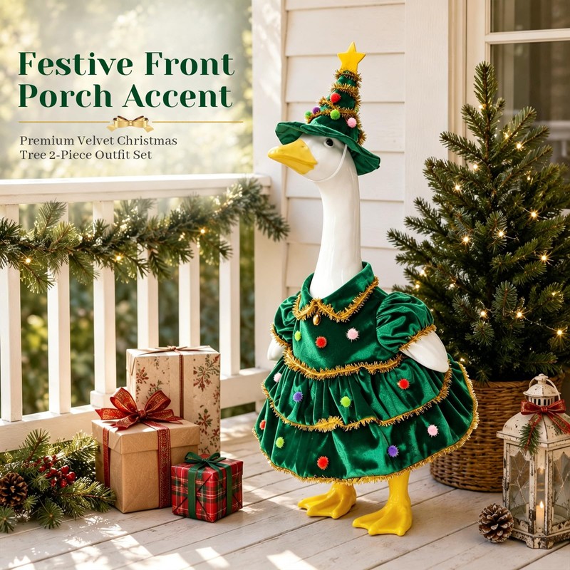 23" Christmas Tree Porch Goose Outfits, Xmas Tree Goose Costume