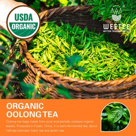 WT WEETEE Organic Oolong Tea Bags, USDA Organic Oolong Tea 100 Count, Mild & Refreshing, Natural Caffein, Unsweetened Healthy Tea bag