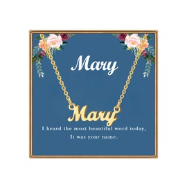 Ldurian Custom Name Necklace, Mary Name Plate Pendant Necklace Pre Gifts, Charm Necklaces Jewelry for Birthday Anniversary