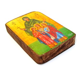 Wooden Greek Christian Orthodox Wood Icon of Saint Sofia Sophia / A0