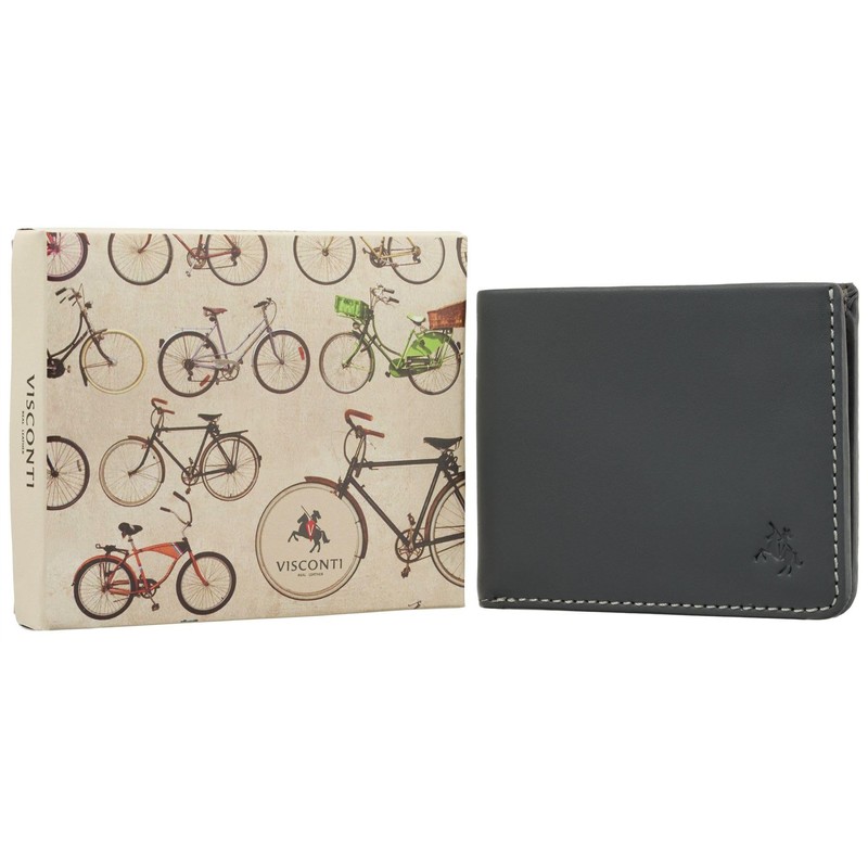 Visconti Slim Collection RFID Blocking Leather Wallet VSL42, Grey/Mustard, Standard