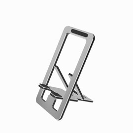 TRkin Tabletop Portable Stand, Foldable, Ultra-thin Aluminum Alloy, Adjustable Angle, Smartphone Stand, Compatible with Smartphones, Tablets, Etc. (Grey)