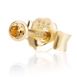 NKlaus Single 2.0 mm 333 Yellow Gold 8 K Stud Earrings Third Ear Studs Replacement Earrings Single Stud Zircon Butterfly Clasp Women Girls, Yellow Gold, Zircon