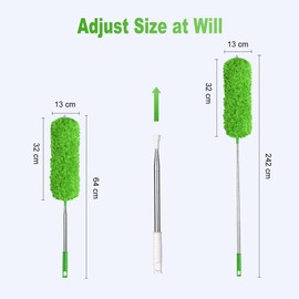 Vicloon Feather Duster Extendable, 100 Inches Microfiber Duster Cleaning Steel Telescopic Duster Feather Duster with Bendable and Window Slot Cleaning Brush Hand for Cleaning Ceiling Fans, Cars…