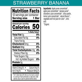 Pure Organic Layered Fruit Bars, Gluten Free, Vegan Fruit Snacks, Strawberry Banana (2 Boxes, 24 Bars)