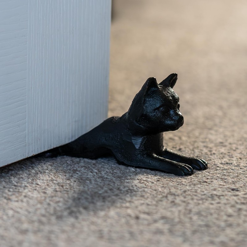 Woodside Heavy Duty Cast Iron Decorative Cat Door Wedge Stop,