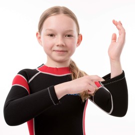 Scubadonkey - Traje de neopreno para niños y niñas pequeños (2,5 mm, neopreno UPF 50+, cumple con los requisitos de seguridad de la CPSC (rojo, 4)