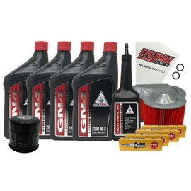 Cyclemax Standard 10W-40 Full Service Kit compatible with 2002-2009 Honda VTX 1300 VTX1300 with Spark Plugs and Shaft Drive Oil