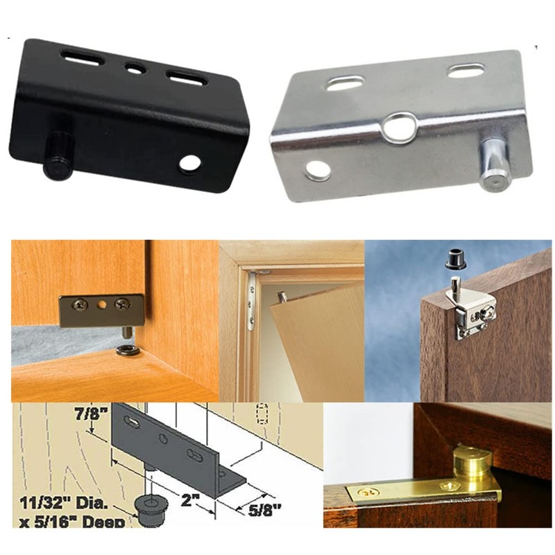 4 Pcs Door Pivot Hinges with Bushing,Black Right Angle Pivot