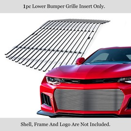 APS Compatible with Chevy Camaro 2019-2024 ZL1 Lower Bumper Stainless Steel Chrome Polished 8x6 Horizontal Billet Front Grill Grille Insert C65095S