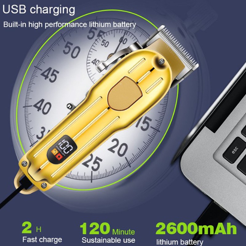 Electric Hair Clipper Rechargeable Stainless Steel Reciprocating Hair Cutting Trimmer