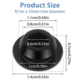 10 Pcs Black 10mm Diameter Rubber Hole Plug Silicone Snap in Type Locking Furniture Hole Plug Round Protective Cover Cap Rubber Plugs for Round Holes