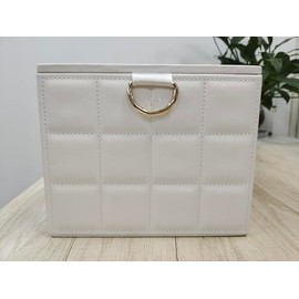 Umzing White Faux Leather Facial Towel Storage Box with Golden Handle & Magnetic Closure – Dustproof Organizer for 9.84x11.42 Disposable Face Towels, Bathroom Vanity & Skincare Accessories