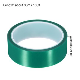 sourcing map Green Heat Tape, 1 Roll 30mmx33m 108ft High Temperature Heat Resistant Tape for Sublimation,Heat Vinyl Press,Heat Transfer, Circuit Board, No Residue