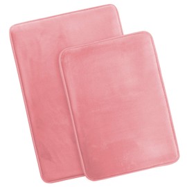Clara Clark 2 Piece Bathroom Rug Set - Memory Foam, Bath Mat Set, Plush, Cozy, Ultra Soft, Non Slip, Machine Washable, Quick Dry - 24” x 17”+ 32” x 20” - Light Pink