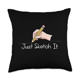 Just Sketch It Pencil Drawing Artist Sketching Sketcher Throw Pillow