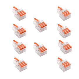 WLERIR 10PCS Mini Quick Wire Connectors, DIY Spliced Into 2/3/4/5 Docking Connector Terminals, 24-12 AWG (1 in 3 Out)