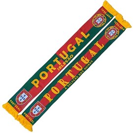 Generisch Portugal Scarf (Knitted Scarf) for World Cup, European Championship, Football Scarf, Cult Scarf, Souvenir Scarf, Green, burgundy, yellow