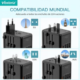 Travel Adapter Worldwide, Travel Plug Adapter Worldwide, with 3 USB A, 1 USB C and 1 PD, Travel Adapter for USA, England, Thailand, Australia, Practical Travel Adapter for International Travel