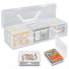 neotidy Trading Card Storage Box with 9 Individual Card Cases, Large Capacity Card Game Organizer for Top Loaders, MTG, Board Game & Playing Cards, Clear Plastic Card Storage Case with Insert Boxes