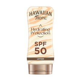 Hawaiian Tropic | Hydrating Protection Sunscreen Sun Protection Lotion SPF 50 UVA + UVB Protection, 180 ml, 12-Hour Moisturiser with Cocoa and Shea Butter, Waterproof, Vegan