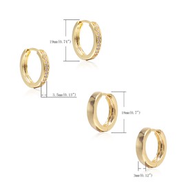 Krstudent 2 pairs Small Hoop Earrings for Women 18K Gold Plated Hoop Huggie Earrings for Women (set 1-1 pair)