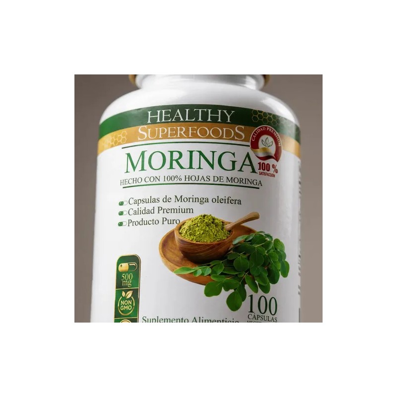 Healthy Superfoods Moringa Pura Premium 100 Capsulas 500mg Sabor Natural