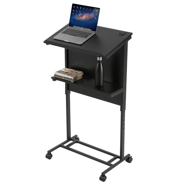 Houseables Rolling Podium, Portable Podium, Teacher Podium, 41”- 47” Adjustable