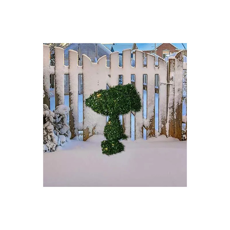 ProductWorks Peanuts Snoopy Pre-Lit Artificial Outdoor Topiary Yard Décor, 24"