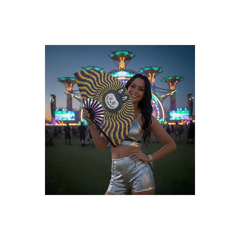 Ravedash Ugly Monster Secret Rave Fan - Large Clack Bamboo