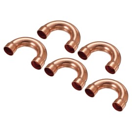 sourcing map U Shape Elbow 180 Degree Copper Pipe Fitting Sweat Welding Solder Connection 16mm or 5/8" ID for HVAC, Air Conditioning Refrigeration System Pack of 5