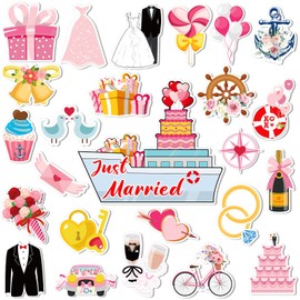 Fabbay 25 Pcs Wedding Fridge Magnet Carnival Cruise Decor Magnetic Stickers Honeymoon Souvenirs Gifts Just Married Refrigerator Magnets for Fridge Laptop Locker Home Decoration Accessories