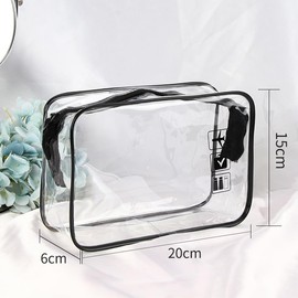 Liquid Bag Hand Luggage, 1 Piece 15 x 12 x 3 cm Transparent Toiletry Bag and 2 Pieces 20 x 20 cm Transparent Toiletry Bag, Transparent Bag Airport Compliant Bag, Travel Bag Aeroplane