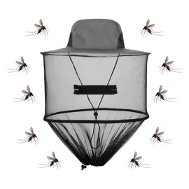Mosquito Head Net Hat, Midge Hat with Net, Sun Hat Face Protection, Beekeeper Hat Adjustable Hat with Mosquito Net for Outdoor Hiking Camping Gardening Fishing (Grey)