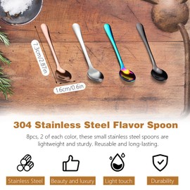 304 Edelstahl-Espresso-Löffel, 7,5 cm kleine Löffel (mehrfarbig), kleiner Löffel für Dessert, Salz, Honig, Pfeffer, Demitasse-Löffel (mehrfarbig)