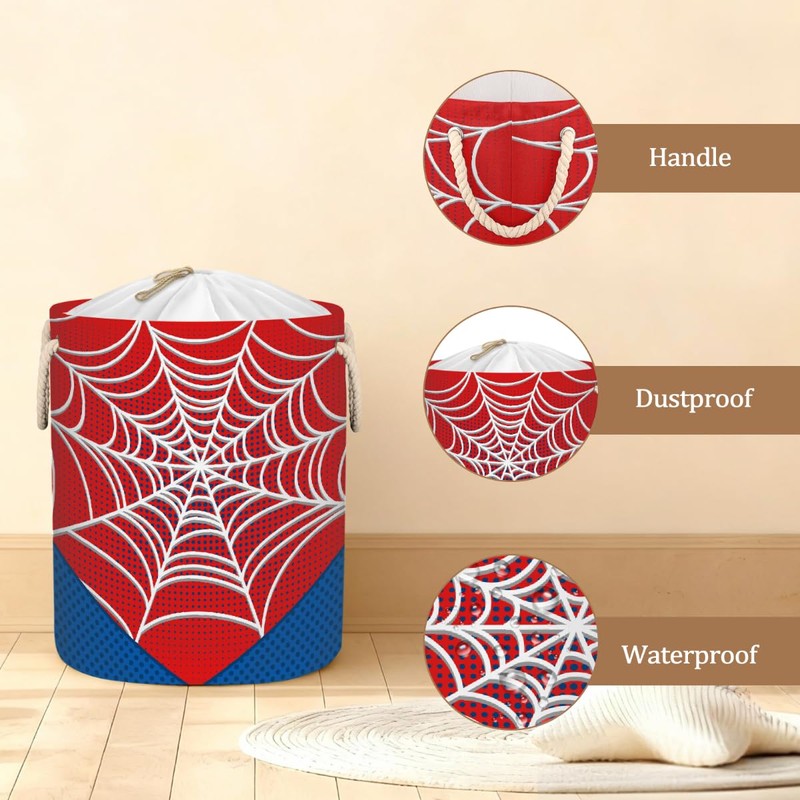 Red Spider Web Laundry Hamper - 58L Collapsible Waterproof Large