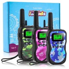 Walkie Talkie for Kids, Gifts 3-12 Years, Boys, Girls, 3 km Long Range, Walkie Talkies with VOX, LCD with Backlight, Flashlight, Outdoor Adventure (3 Pieces Camouflage)