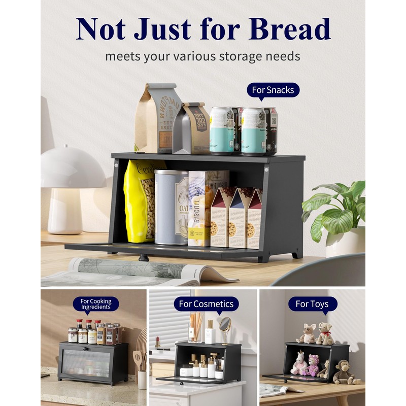Kitsure Bread Box - Wooden Bread Box for Kitchen Countertop,