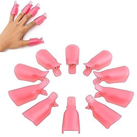 10pc Professional Plastic Nail Art Soak Off Cap Clip Gel Pink