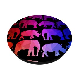 Elephant & Rhino Geometric Blue Purple Red on Black
