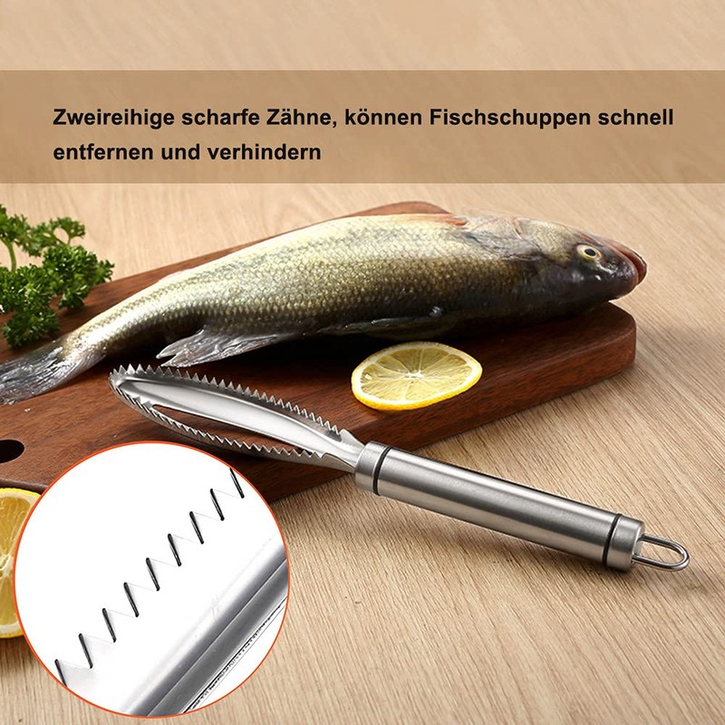 sinzau Fish Scaler, 304 Stainless Steel Professional Fish Scraper, Kitchen