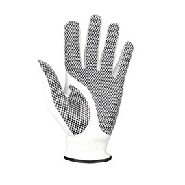 DUFFOBAN Men’s Golf Gloves Left Hand for Right Handed Golfer, Leather Golf Gloves with Extra Grip Soft Fit Breathable Comfortable White Golf Glove, Medium