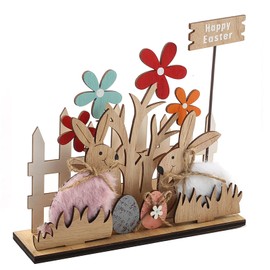 ToBeIT Easter Bunny Wood Decor Easter Natural Wood Signs Bunnies Shape Signs Easter Tabletop Decor Rustic Wood Centerpieces for Farmhouse Kitchen Dining Room (style-2)