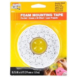 1 Roll ¾” X 6 FT Super Glue Pre-Cut Double Sided Adhesive Foam Mounting Tape Acid Free