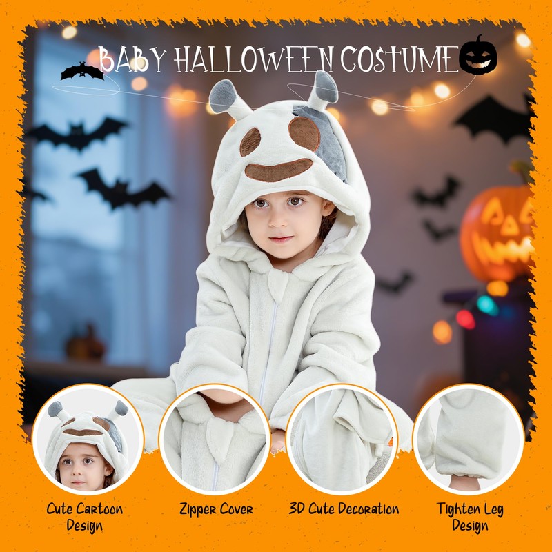 MICHLEY Pijama de Fantasma Misterioso para Bebé, Mameluco Halloween con