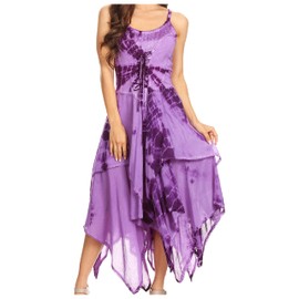Sakkas 902 Annabella Corset Bodice Handkerchief Hem Dress - Purple - One Size Regular