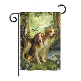 Breeze Decor G160068-BO Beagles and Duck Nature Pets Decorative Vertical, Garden Flag 13"x 18.5", Multi-Color
