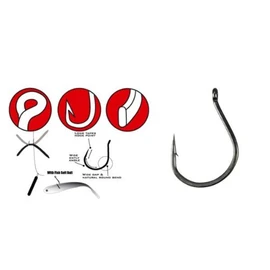 Gamakatsu Hook Wacky 318 Black - 6 Fishing Hooks for Wackyrig, Predator Fish Hooks for Rubber Jigs & Creature Baits, Jig Hooks, Size: 1/0